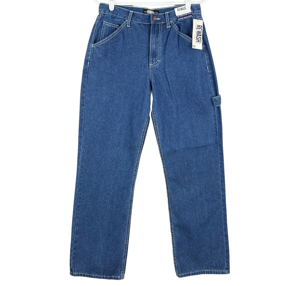 REWASH Brand Women's Carpenter Jeans Size 9/29 Super High-Rise Cotton Blue NWT